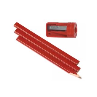 Carpenters Pencil and Sharpener Set, 4 Pieces