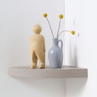 Floating Corner Shelf, Driftwood, 290mm x 290mm x 38mm