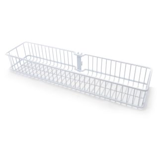 Double Slot Wallband Wire Basket, White, 435mm x 104mm x 70mm