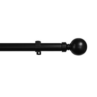 Curtain Rod Set, Single, Steel, Expandable, Solid Ball Finial, Black, 2.2m - 4.0m
