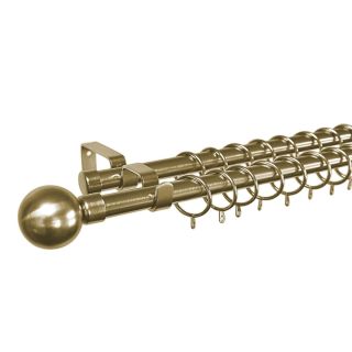 Curtain Rod Set, Double, Steel, Expandable, Metal Ball Finial, Brushed Bronze, 1.2m - 2.1m