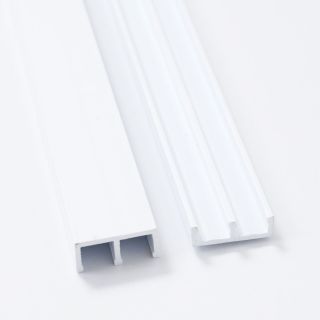Glass Channel, Top & Bottom, Plastic, White, 2m