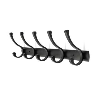 Coat Hook Rack, Black, Aluminium, 5 Hook