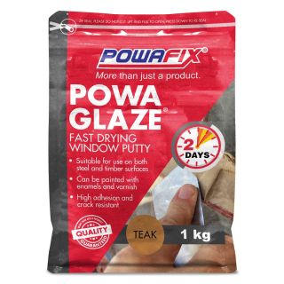 Powafix Powa Glaze, Fast Drying Window Putty, Teak, 1Kg