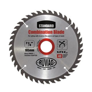 Circular Saw Combination Blade, TCT, 40T, 185mm, 30mm Arbor