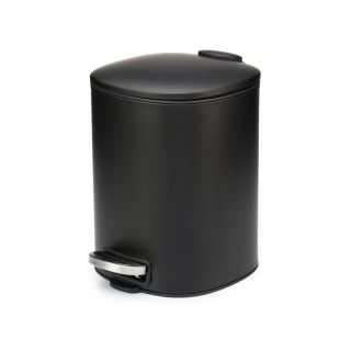 Pedal Bin with Soft Close, Metal, Square, Black, 5 Litre