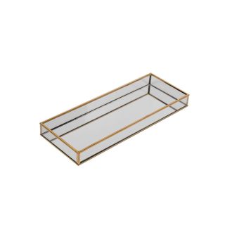 Cosmetic Tray, Glass, Gold, 320mm x 120mm x 30mm