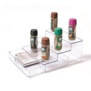 Storage Rack, 3 Tier, Stepped with Drawer, Transparent, 263mm x 280mm x 130mm