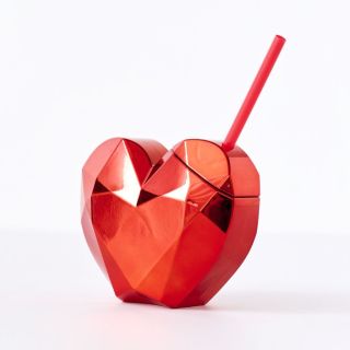 Cup, Heart Shaped, with Straw