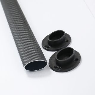 Oval Rail, Aluminium, Black, 1 Meter, Includes Holders