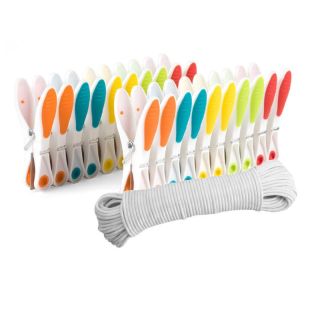 Washline, White, 20m, with 20 Plastic Pegs