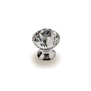 Cone Knob, Crystal, Chrome Plated Base, 30mm