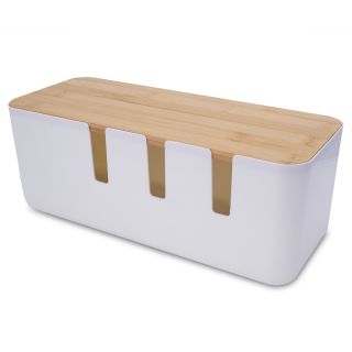 Cable Storage Box, Plastic/Bamboo, 300mm x 120mm