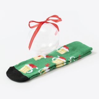 Christmas Socks in Bauble, 1 Pair, Green